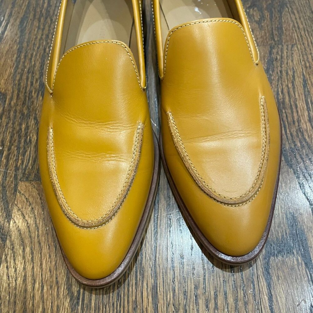 NWOT EVERLANE The Modern Pointed Toe Loafer Tan Mustard Yellow Leather - Picture 9 of 9